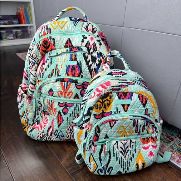 Vera Bradley Handbags - Vera Bradley Pueblo Backpack Laptop Bag Size XL Full Size and Mini Purse Set